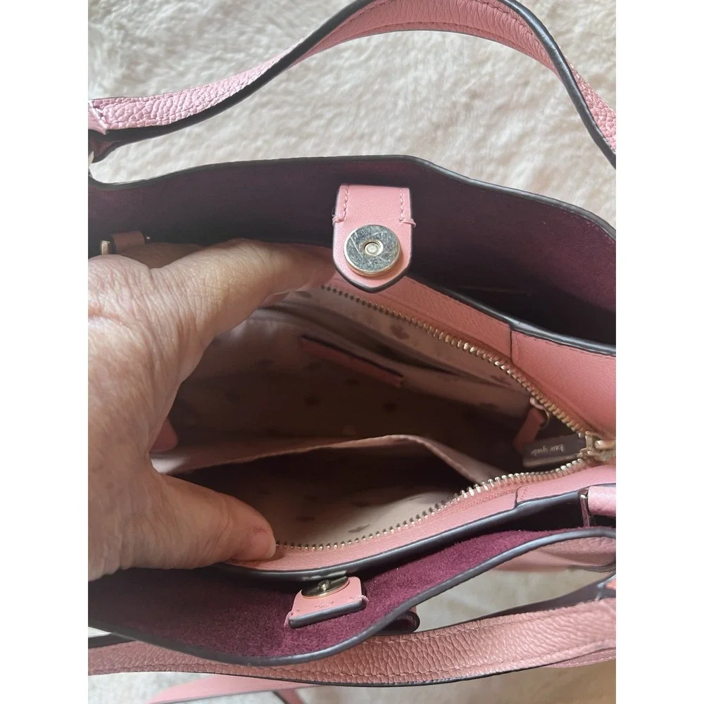 Kate Spade Talia Triple Compartment Satchel Crossbody bag Pink Leather Bow Purse